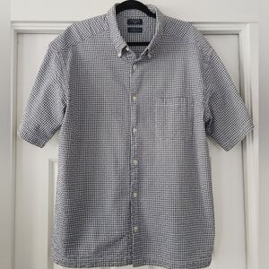 Men's Dockers Blue and White Gingham Seersucker Short Sleeve Shirt